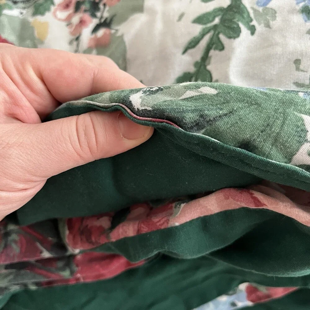 VTG Springmaid Floral Comforter Full Queen Reversible Alexandra Green Cottage